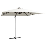 Vidaxl zweefparasol met led en stalen paal 250x250 cm zandkleurig