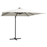 Vidaxl flytende parasol med LED og stålstang 250x250 cm sand -farget