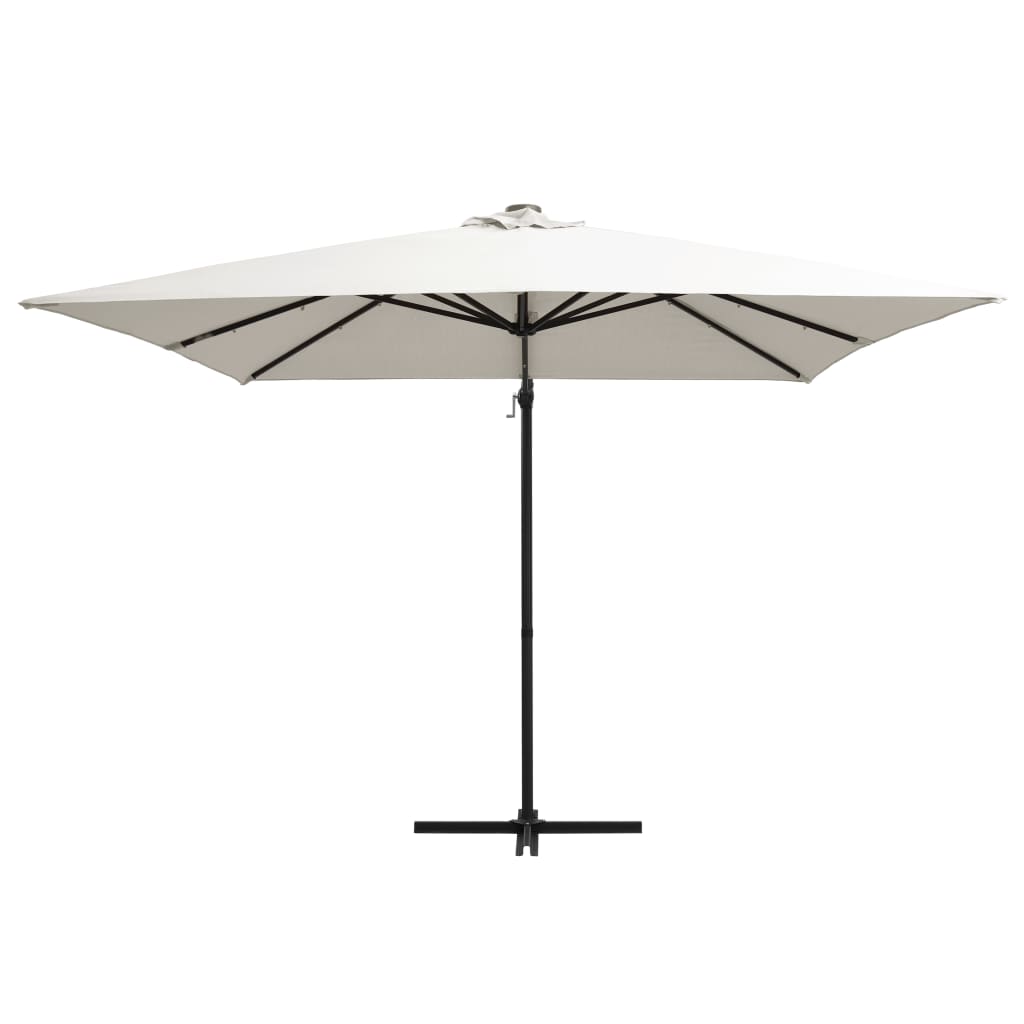 Vidaxl flytende parasol med LED og stålstang 250x250 cm sand -farget