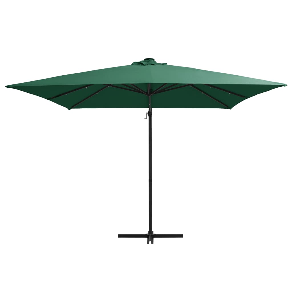 Vidaxl -schwimmendes Parasol mit LED und Stahlpol 250x250 cm Grün