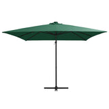 Vidaxl flydende parasol med LED og stålstang 250x250 cm grøn