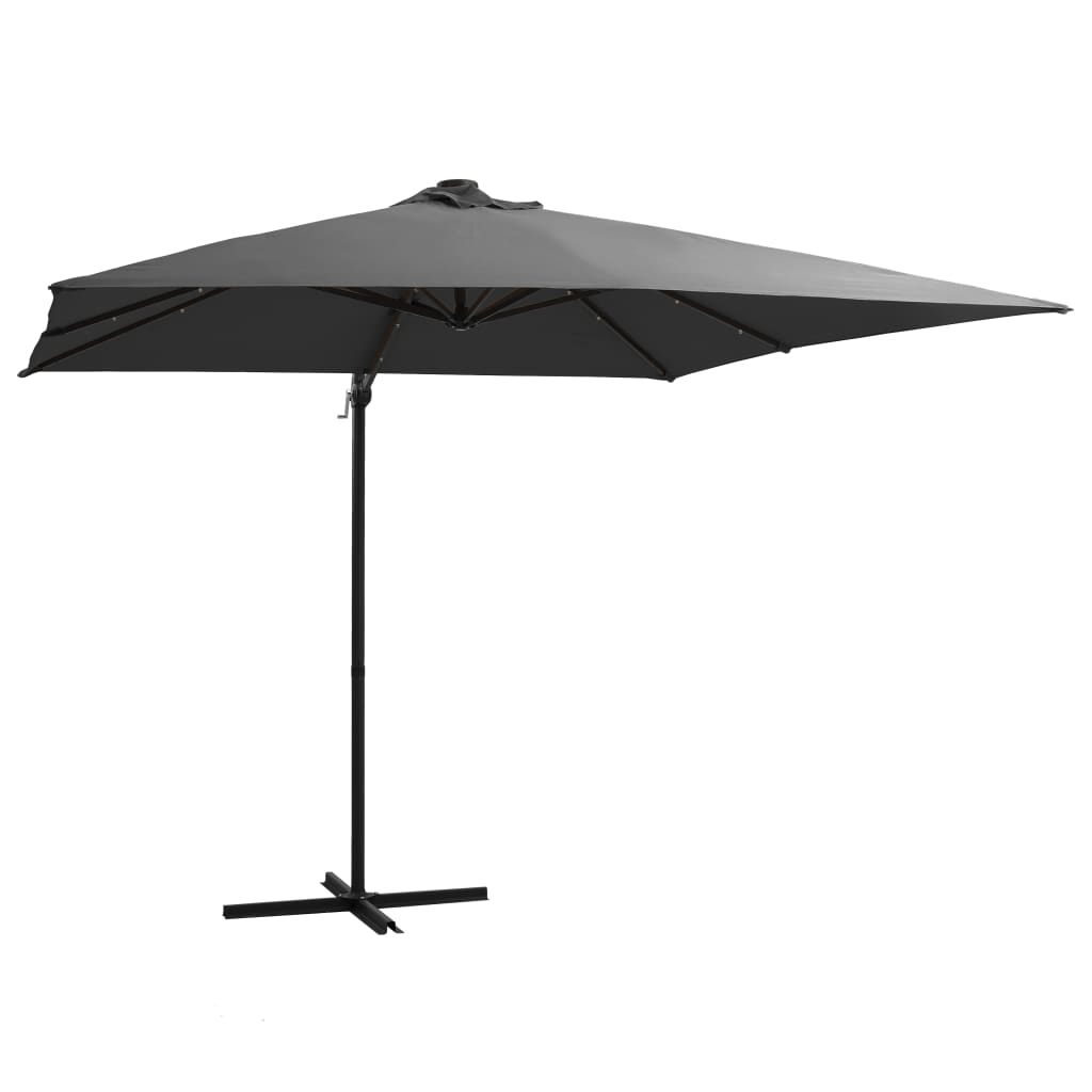 Parasol flotante de Vidaxl con LED y polo de acero 250x250 cm de color antracita