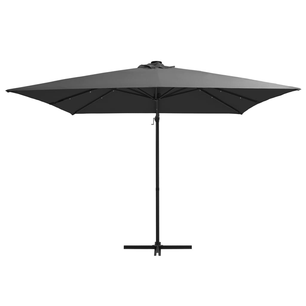 Parasol flotante de Vidaxl con LED y polo de acero 250x250 cm de color antracita