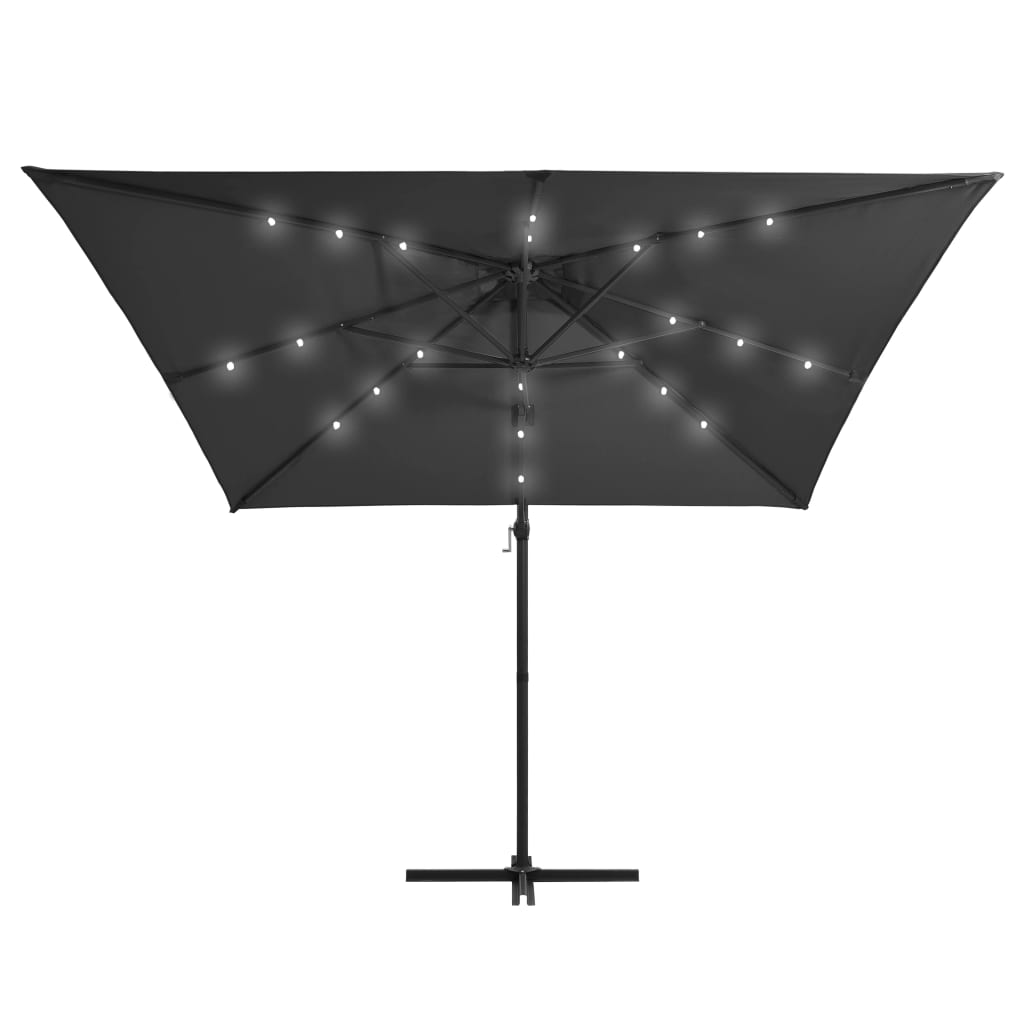 Vidaxl flytende parasol med LED og stålstang 250x250 cm Anthracite farget