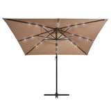 Vidaxl flytande parasol med LED och stålstång 250x250 cm taupe