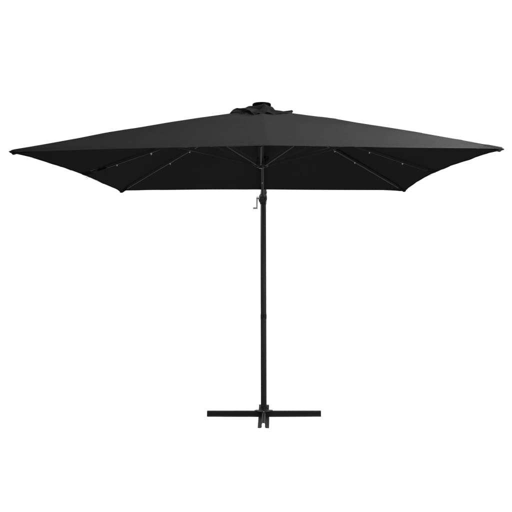 Vidaxl plovoucí parasol s LED a ocelový pól 250x250 cm černá