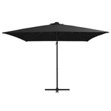 Vidaxl flytende parasol med LED og stålstang 250x250 cm svart