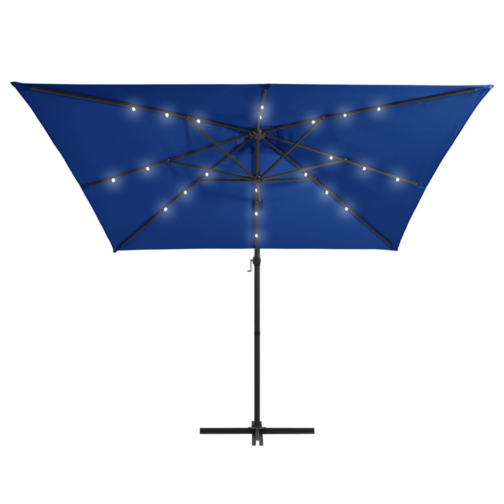 Vidaxl Floating parasol with LED and steel pole 250x250 cm azure blue