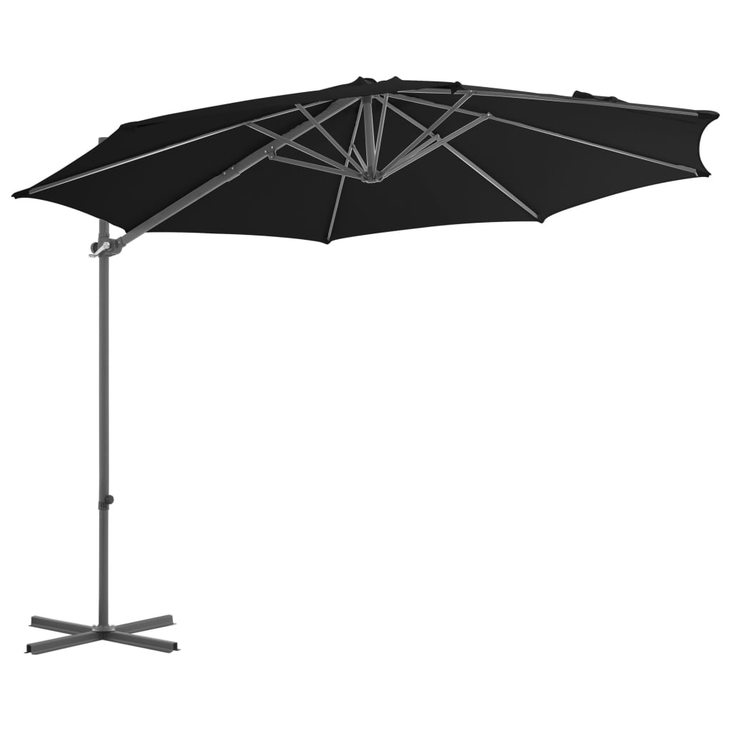 Vidaxl -schwimmende Parasol mit Stahlpol 300 cm Schwarz