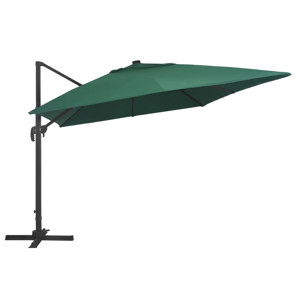 Vidaxl -schwimmendes Parasol mit LED- und Aluminiumpol 400x300 cm Grün