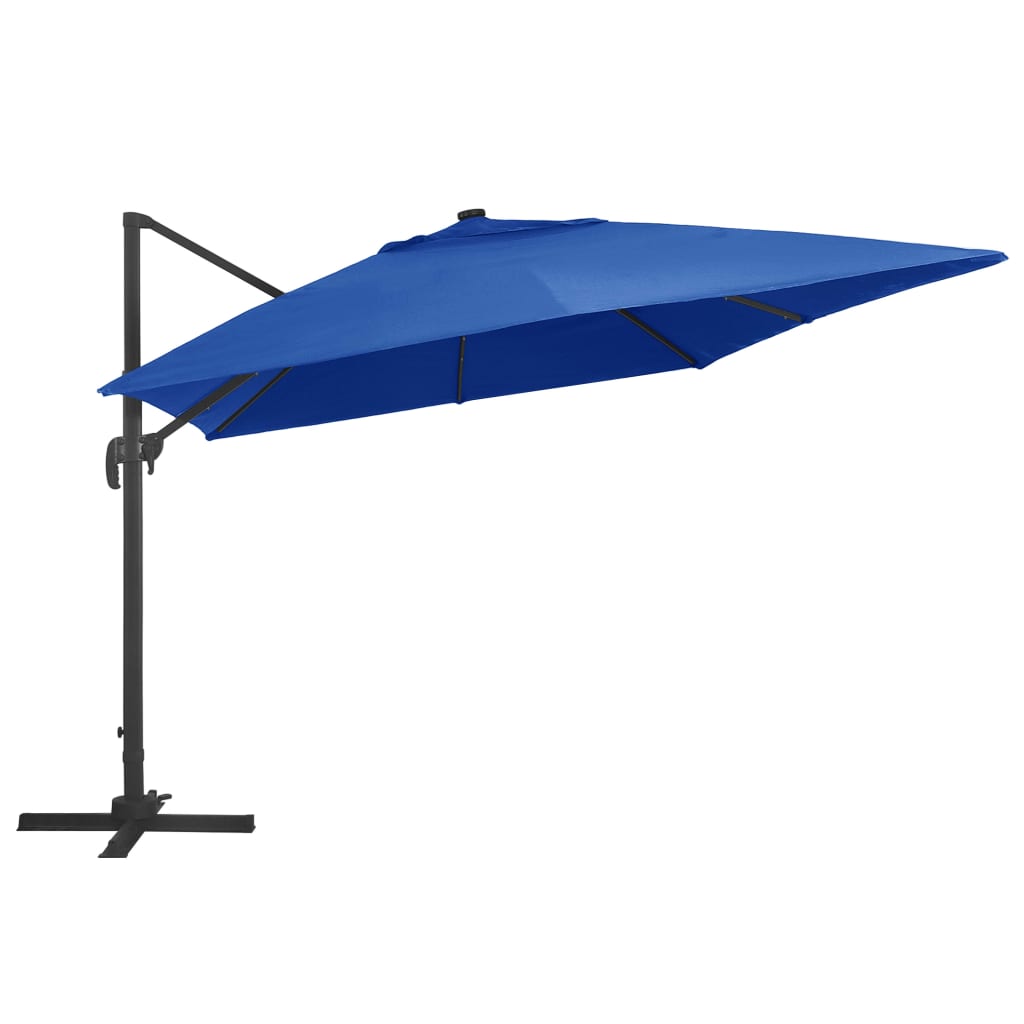 Vidaxl flytende parasol med LED og aluminiumstang 400x300 cm Azure Blue