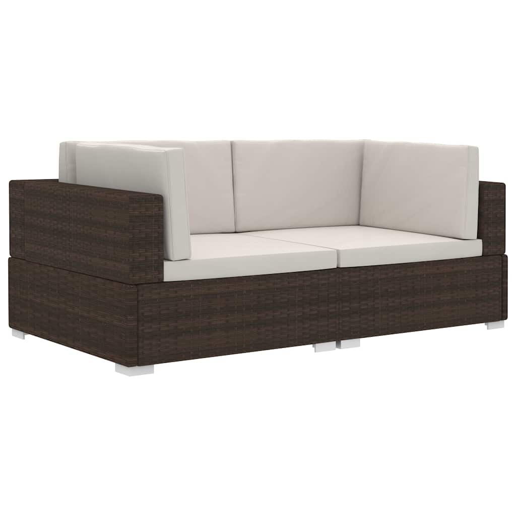 Vidaxl hoekbanken 2 st met kussens poly rattan bruin