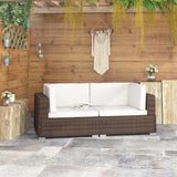 Vidaxl hoekbanken 2 st met kussens poly rattan bruin
