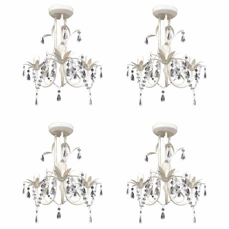 Vidaxl kroonluchters kristal 4 st elegant wit