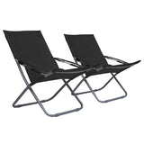 Vidaxl strandstoelen 2 st inklapbaar stof zwart