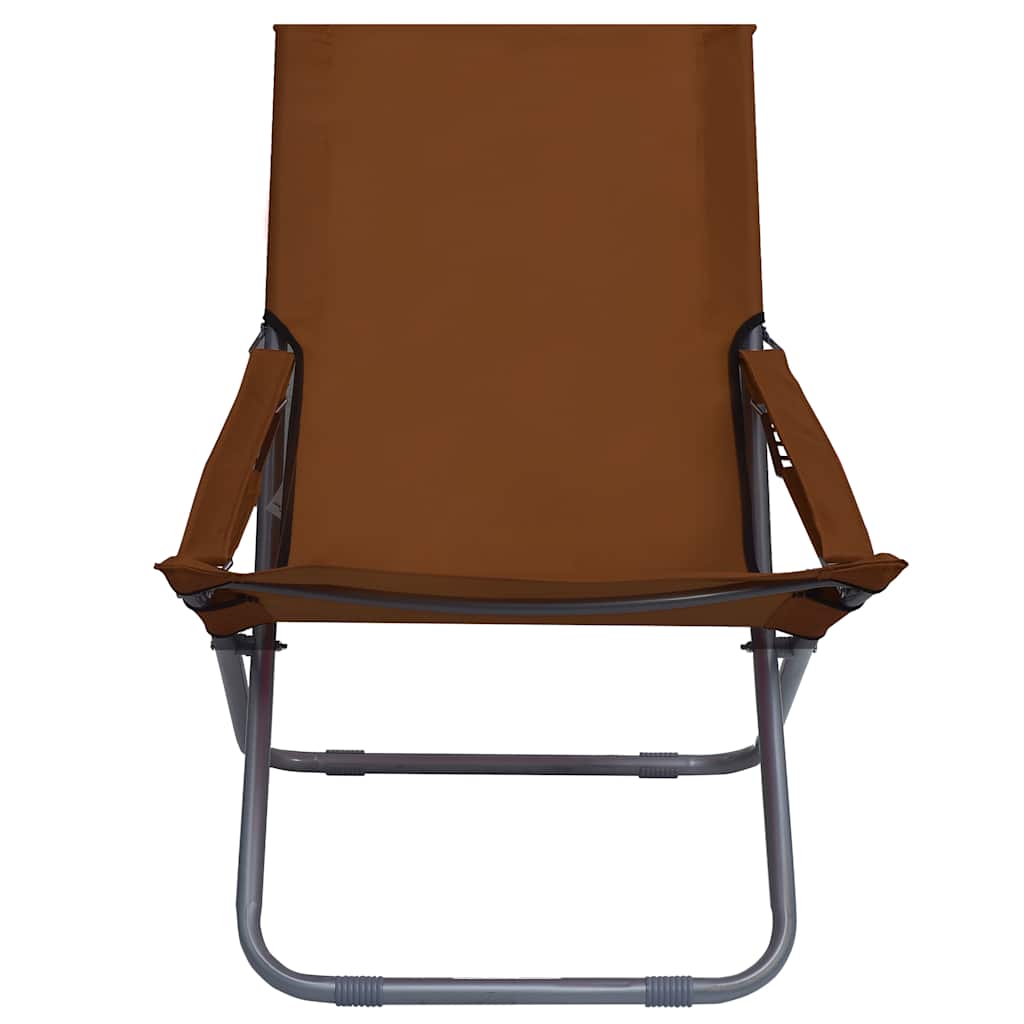 Vidaxl strandstoelen 2 st inklapbaar stof bruin