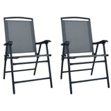 Vidaxl tuinstoelen inklapbaar 2 st textileen grijs
