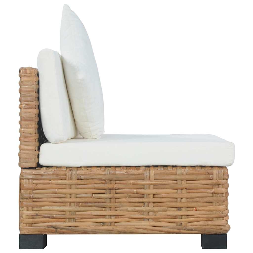 Vidaxl bank zonder armleuning met kussens natuurlijk rattan