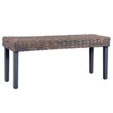 Vidaxl bankje 110 cm natuurlijk kubu rattan en massief mahoniehout grijs