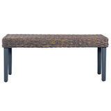 Vidaxl bankje 110 cm natuurlijk kubu rattan en massief mahoniehout grijs