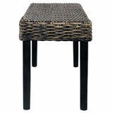 Vidaxl bankje 110 cm natuurlijk kubu rattan en massief mahoniehout zwart