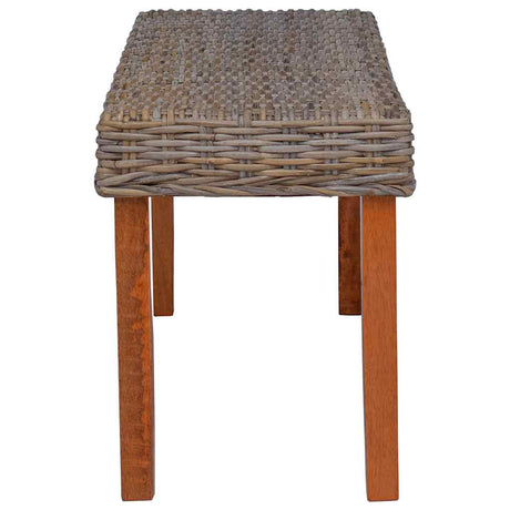 Vidaxl bankje 110 cm natuurlijk kubu rattan en massief mahoniehout