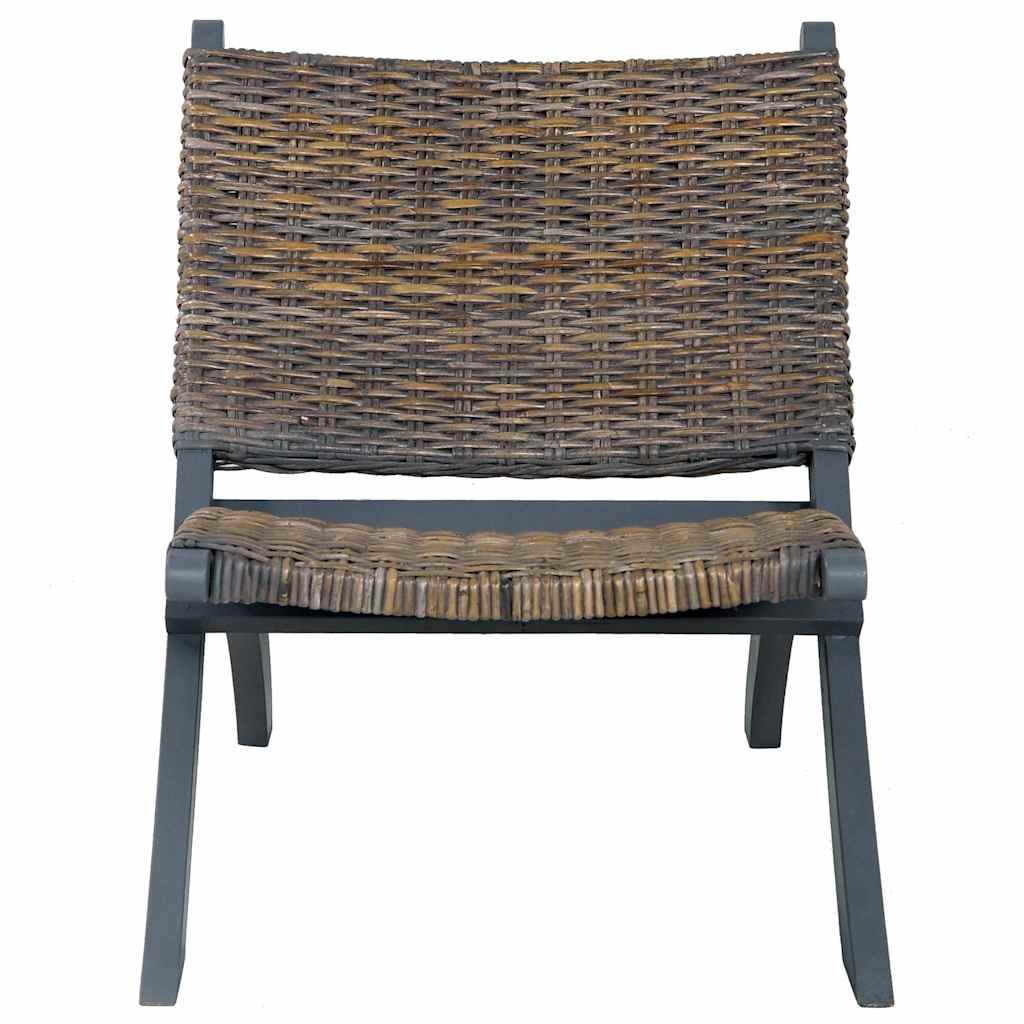 Vidaxl relaxstoel natuurlijk kubu rattan en massief mahoniehout grijs