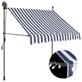 Vidaxl luifel handmatig uitschuifbaar met led 200 cm blauw en wit