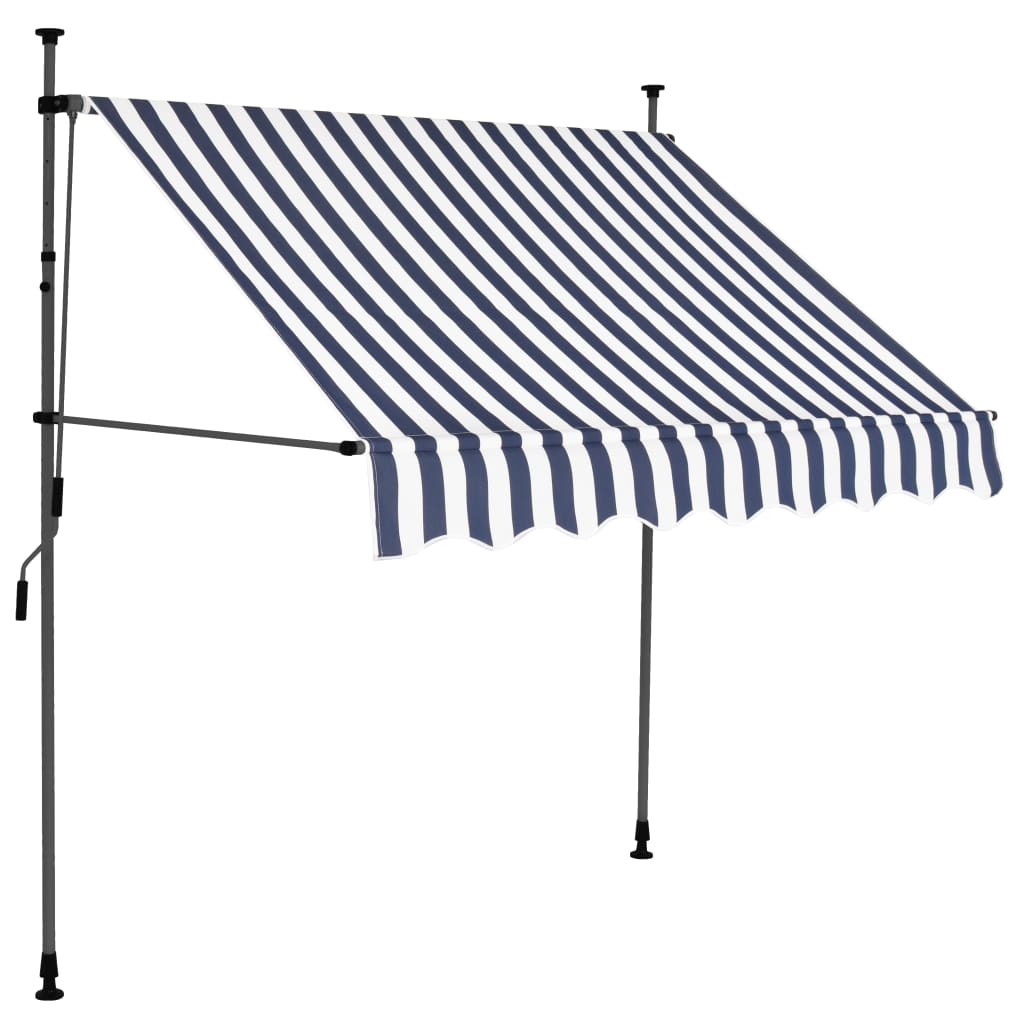 Vidaxl luifel extensible manuellement avec LED 200 cm bleu et blanc