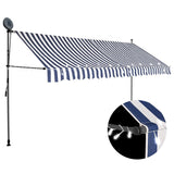 Vidaxl Luifel manually extendable with LED 350 cm blue and white