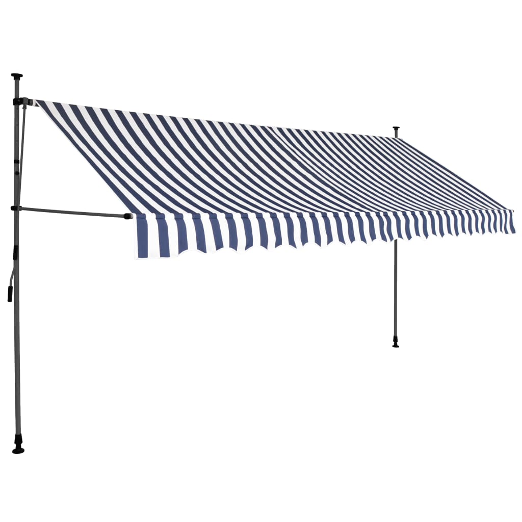 Vidaxl Luifel manually extendable with LED 350 cm blue and white