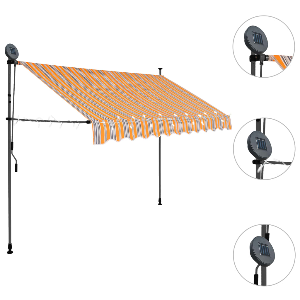 Vidaxl Luifel kan ses manuelt med LED 300 cm gul og blå