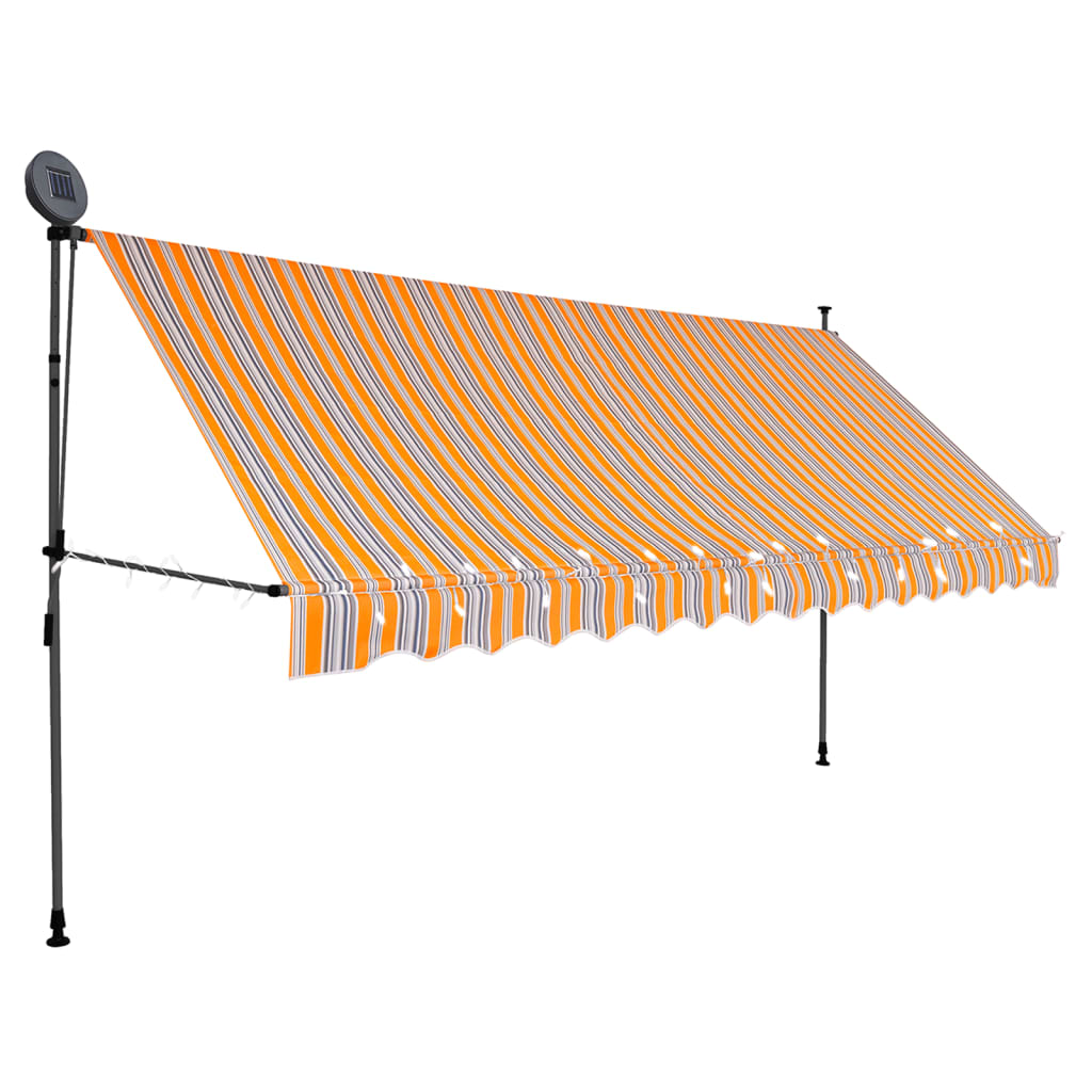 Vidaxl Luifel manually extendable with LED 400 cm yellow and blue