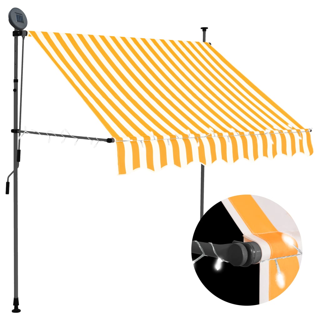 Vidaxl Luifel manually extendable with LED 100 cm white and orange