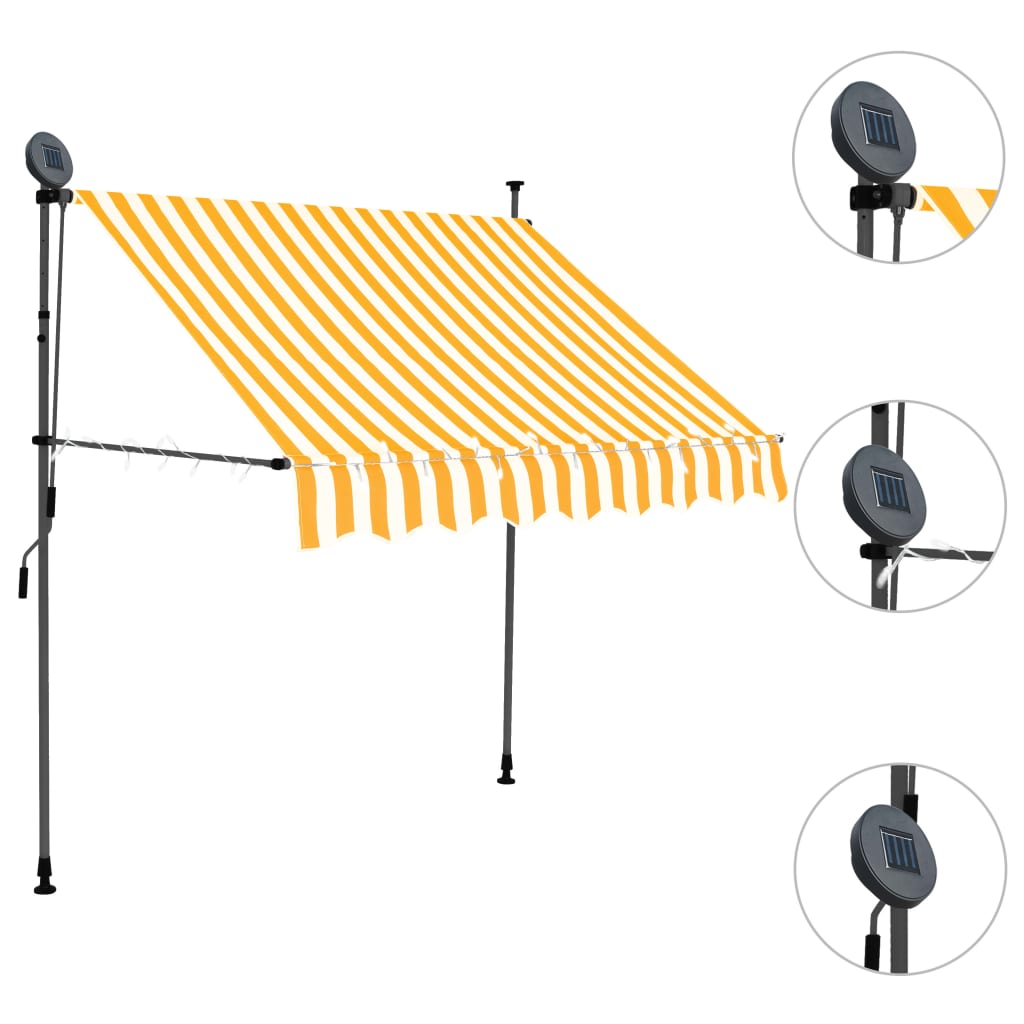 Vidaxl Luifel manuelt kan udvides med LED 100 cm hvid og orange