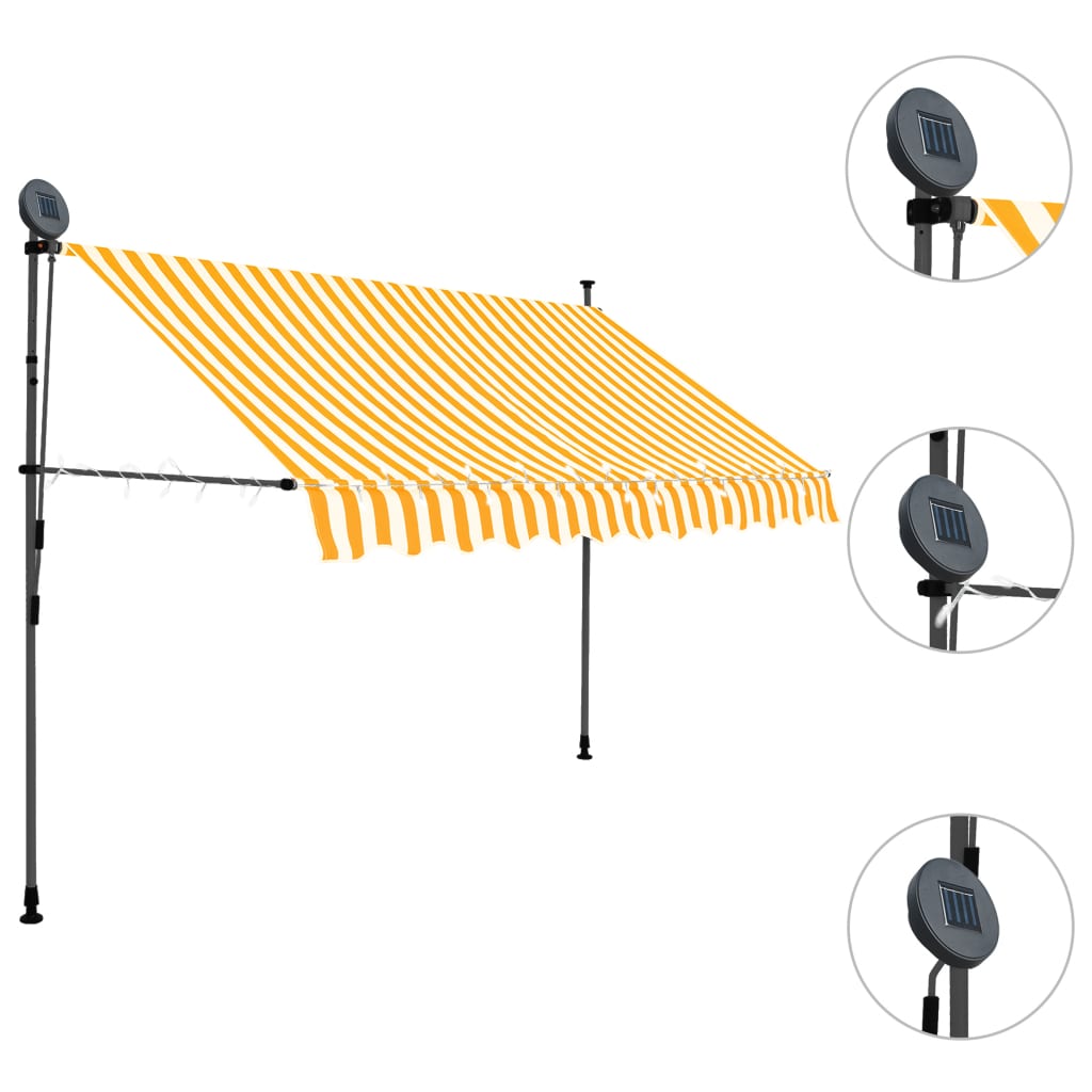 Vidaxl Luifel extensible manuellement avec LED 250 cm blanc et orange