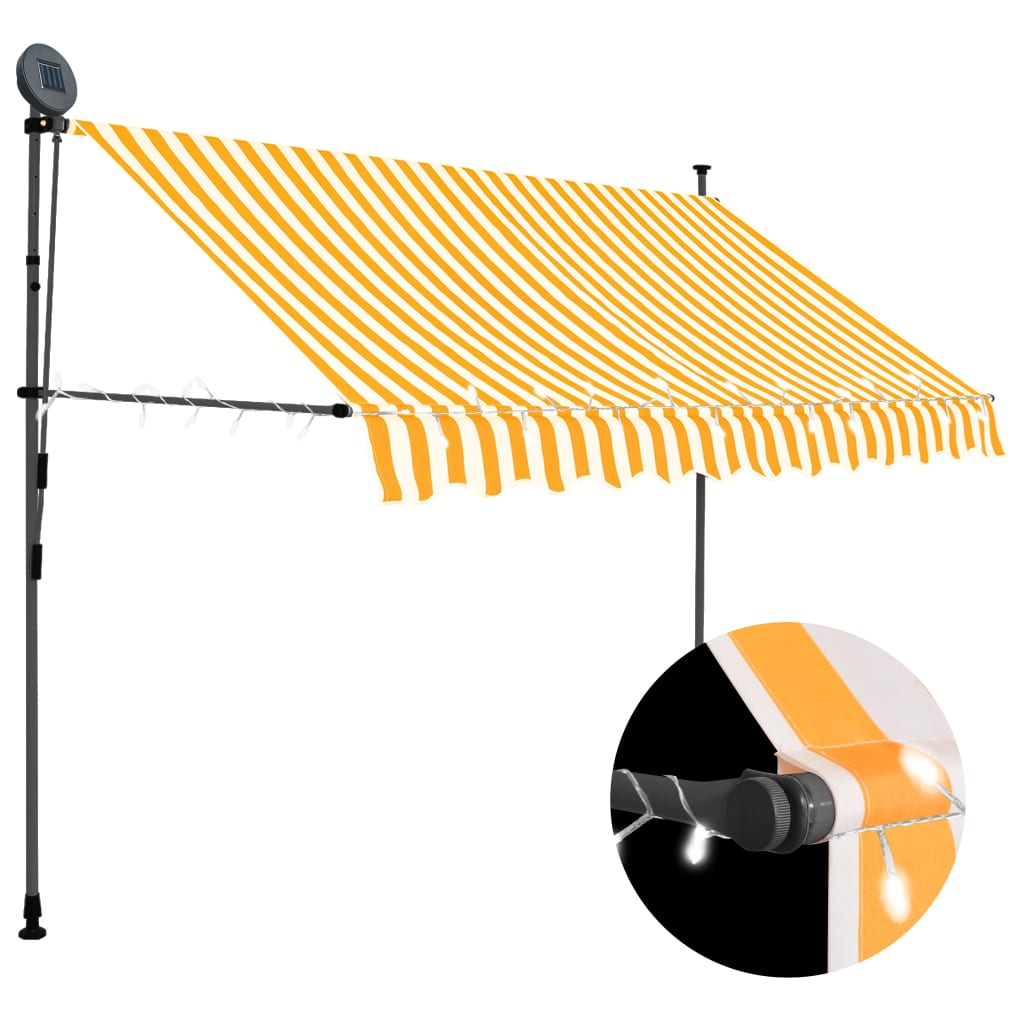 Vidaxl Luifel extensible manuellement avec LED 300 cm blanc et orange