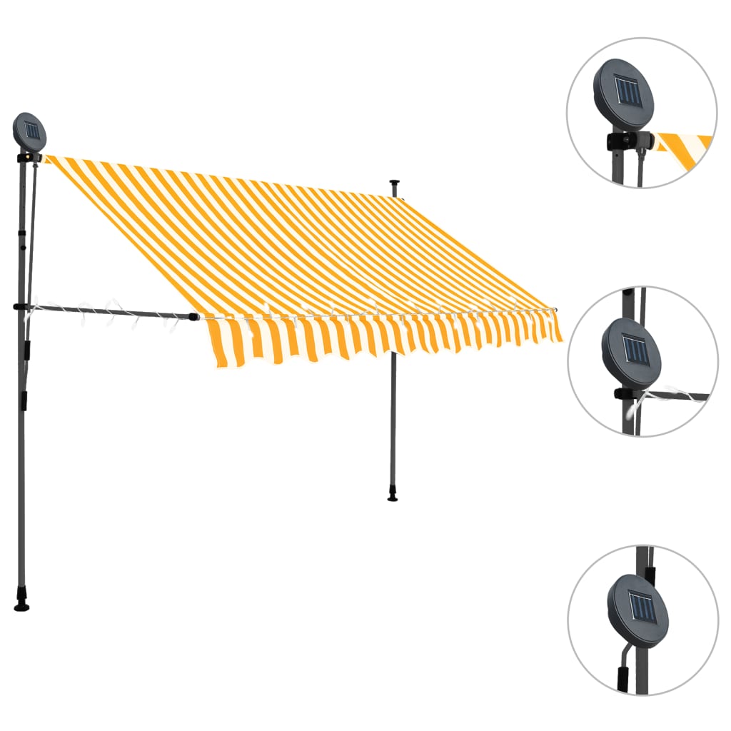 Vidaxl Luifel mit LED 300 cm Weiß und Orange manuell ausziehbar