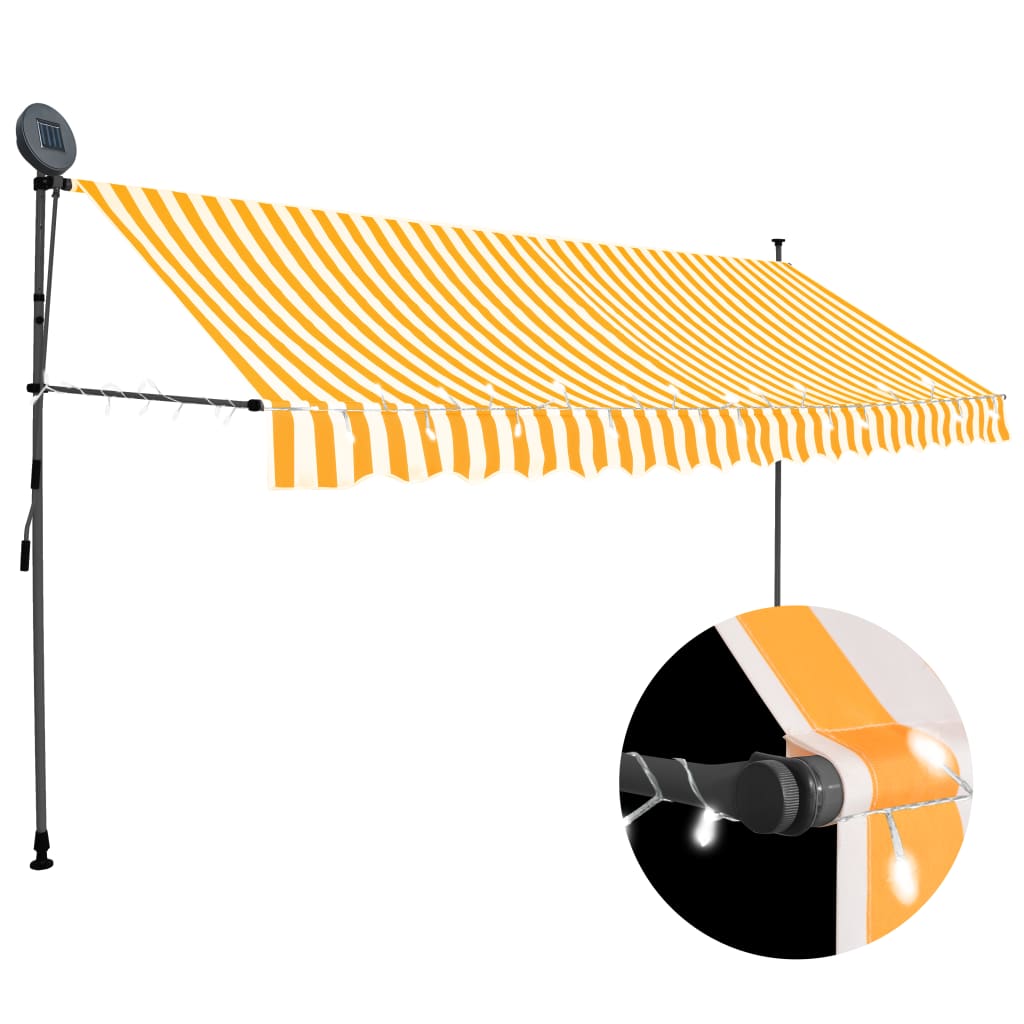 Vidaxl Luifel extensible manuellement avec LED 350 cm blanc et orange