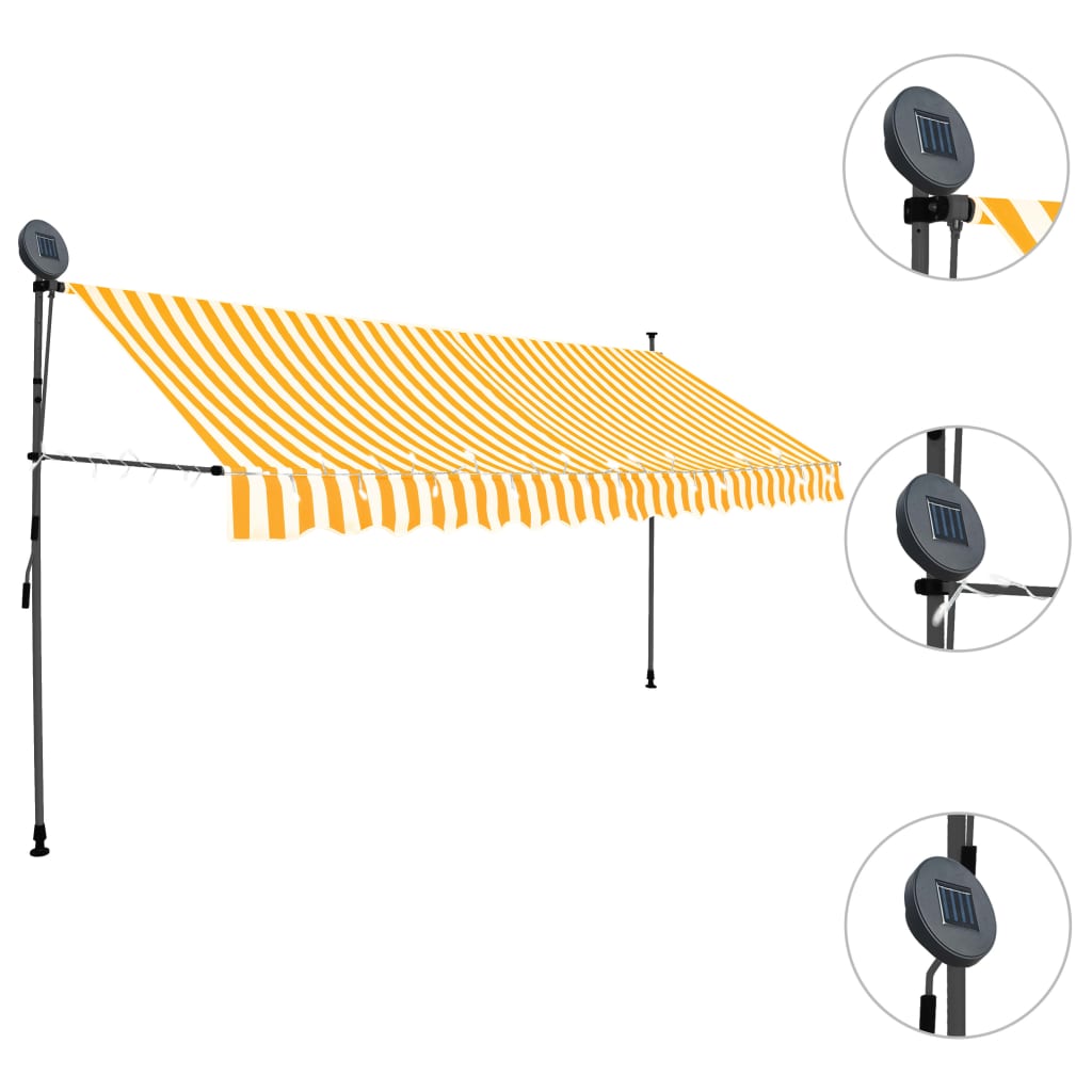 Vidaxl Luifel extensible manuellement avec LED 350 cm blanc et orange