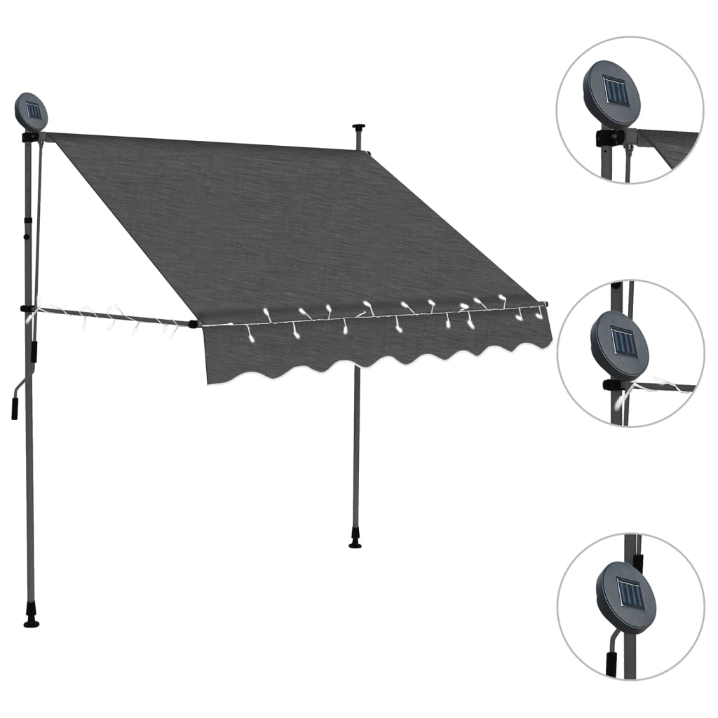 Vidaxl Luifel extensible manuellement avec un LED 100 cm anthracite -colored