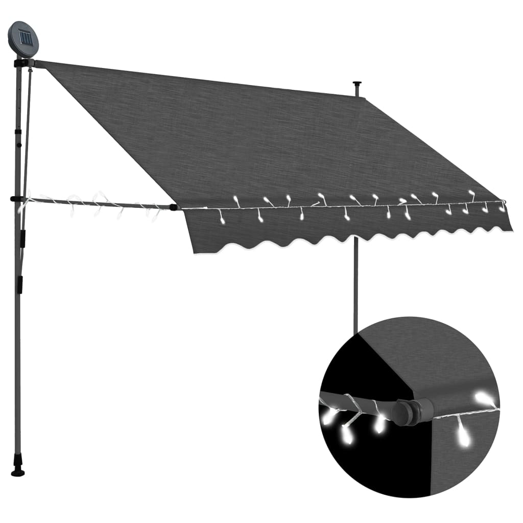 Vidaxl Luifel manually extendable with LED 300 cm anthracite -colored