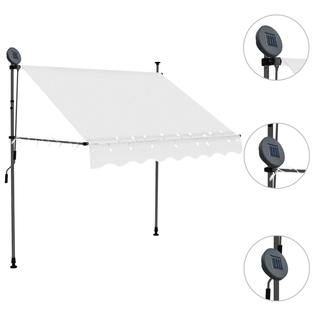 Vidaxl Luifel manually extendable with LED 150 cm cream -colored