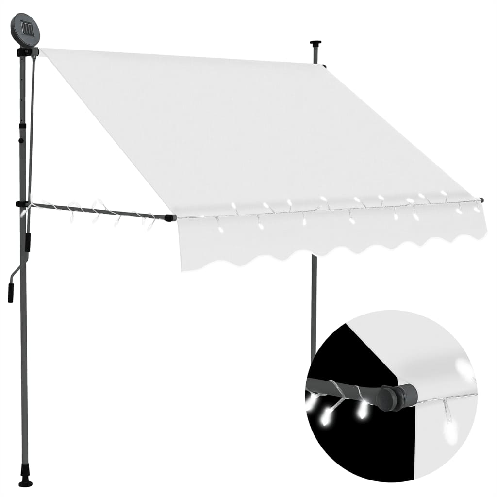 VidaXL Luifel manually extendable with LED 200 cm cream -colored