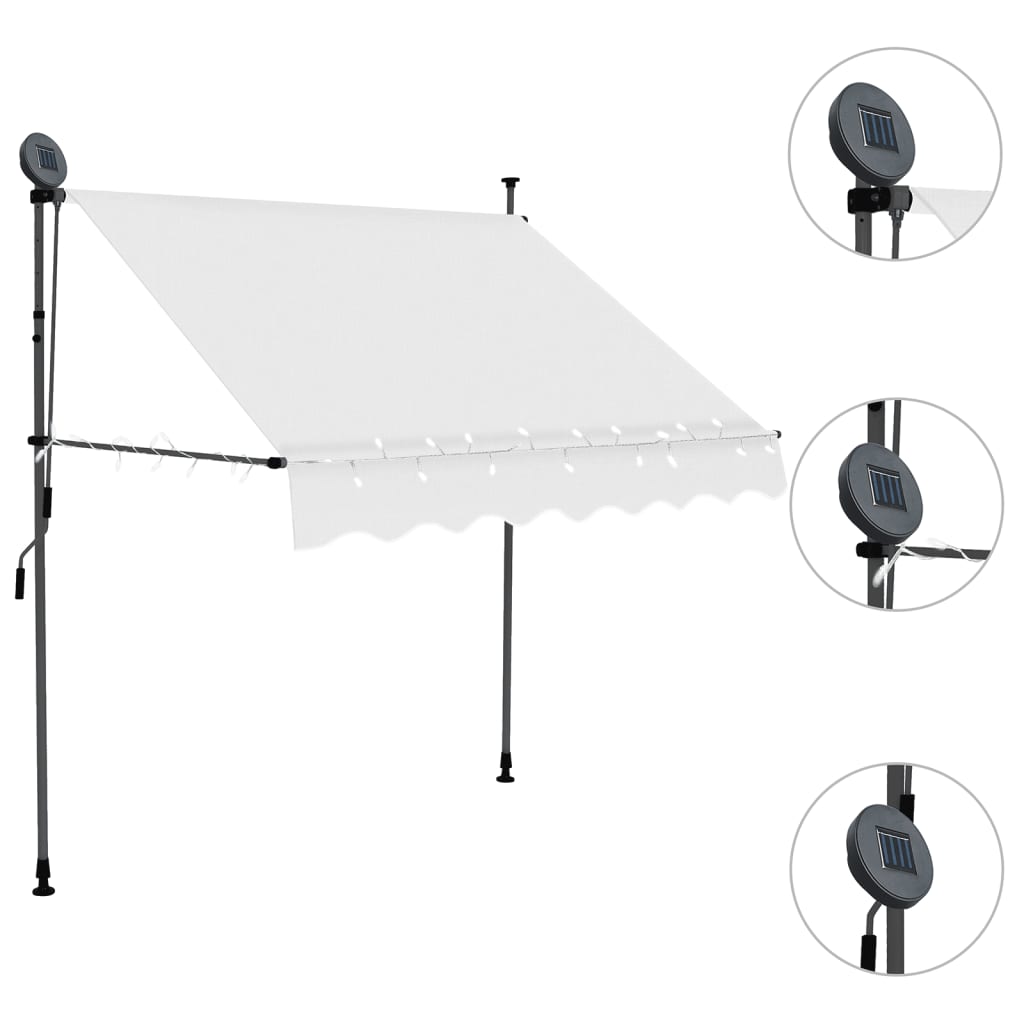 VidaXL Luifel manually extendable with LED 200 cm cream -colored