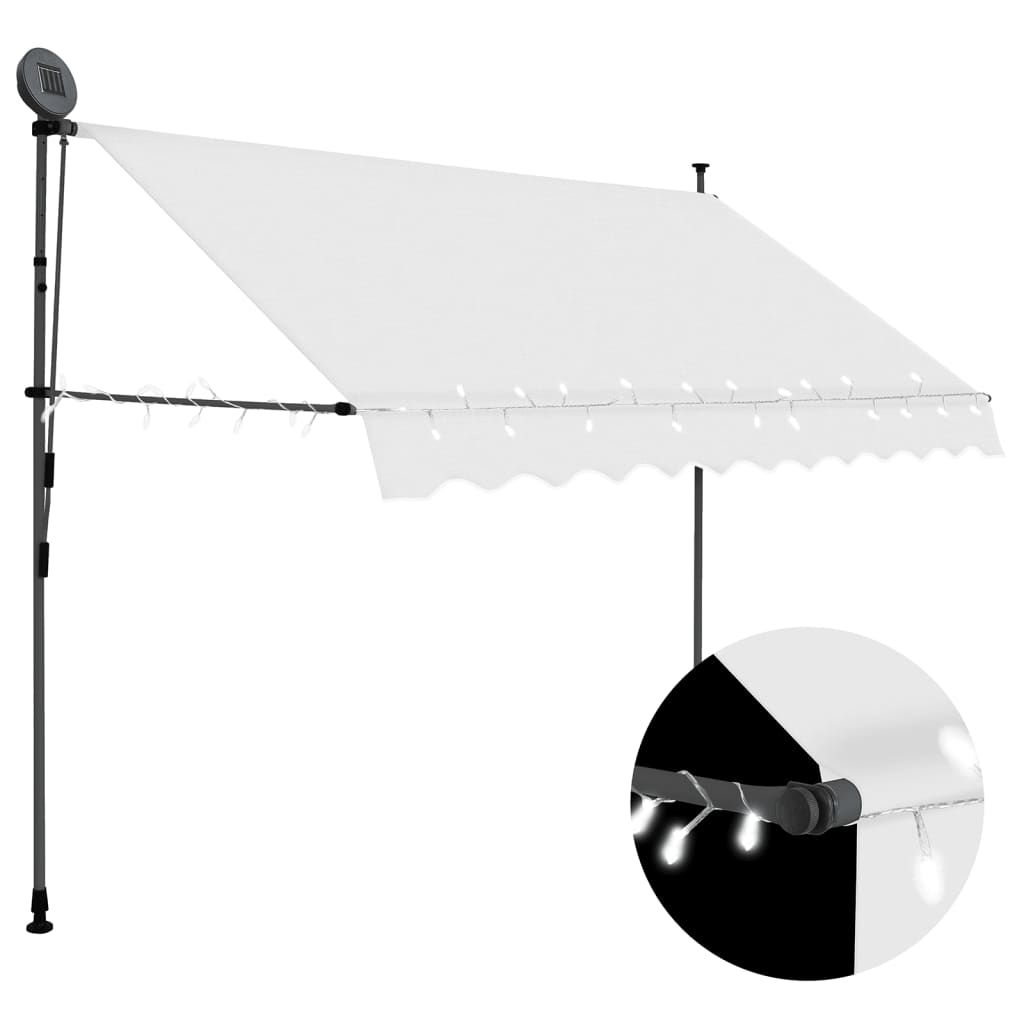 Vidaxl Luifel manually extendable with LED 250 cm cream -colored