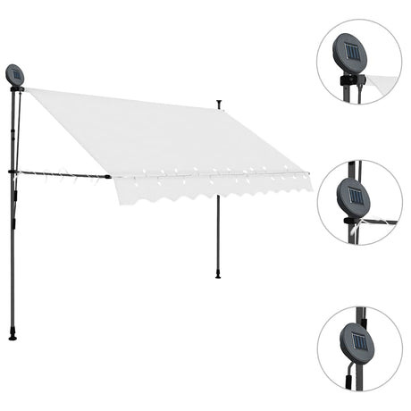 Vidaxl luifel handmatig uitschuifbaar met led 250 cm crèmekleurig