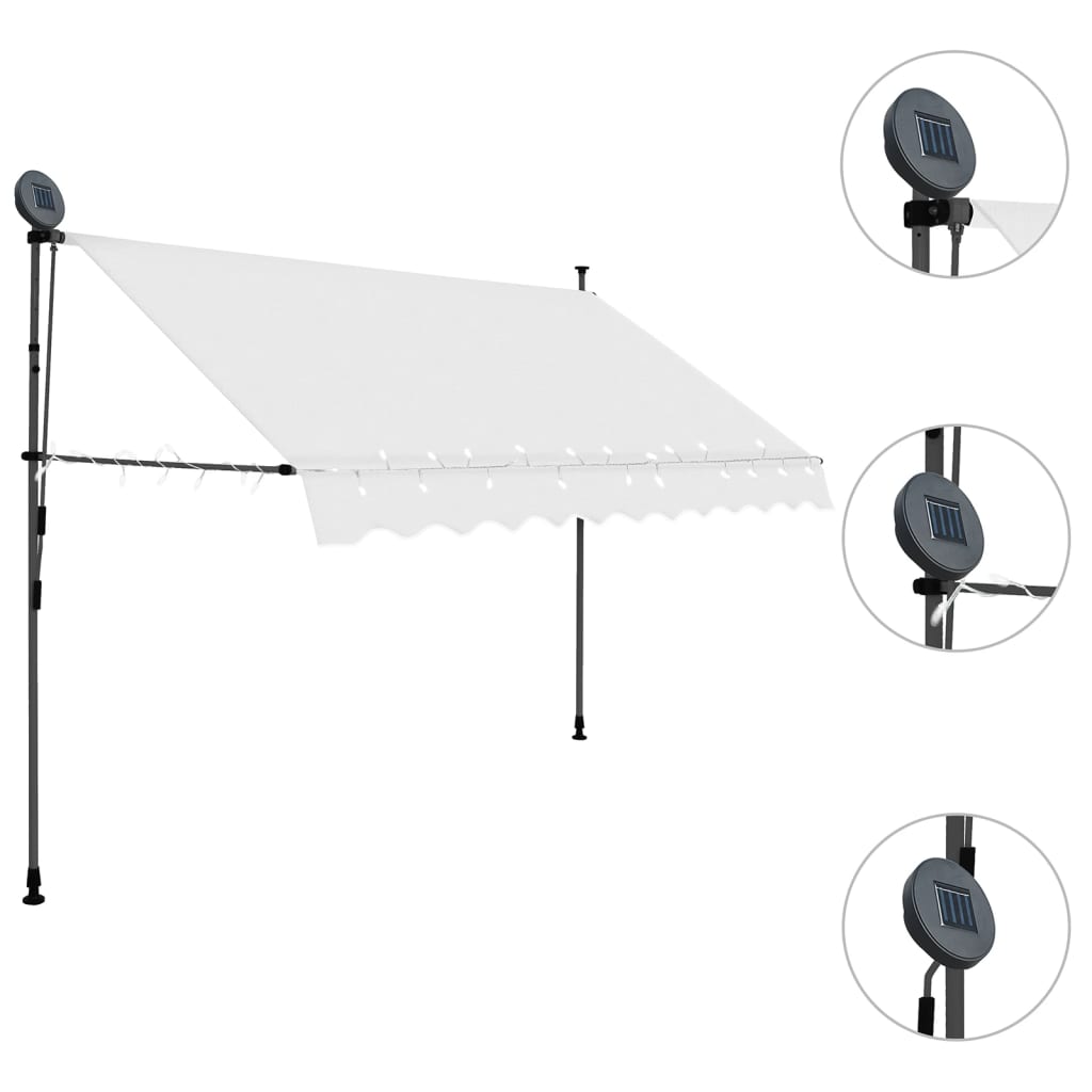 Vidaxl Luifel estendibile manualmente con crema a LED 250 cm