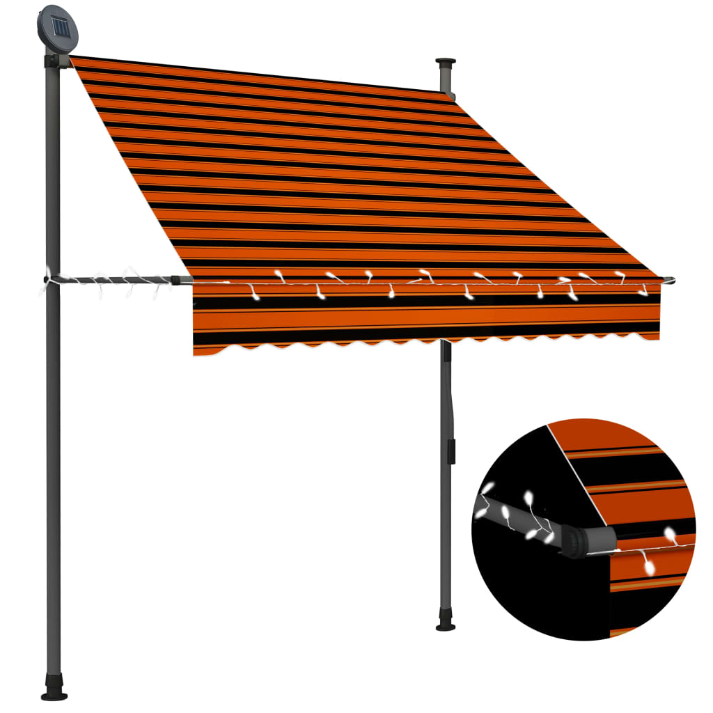 Vidaxl Luifel manually extendable with LED 150 cm orange and brown