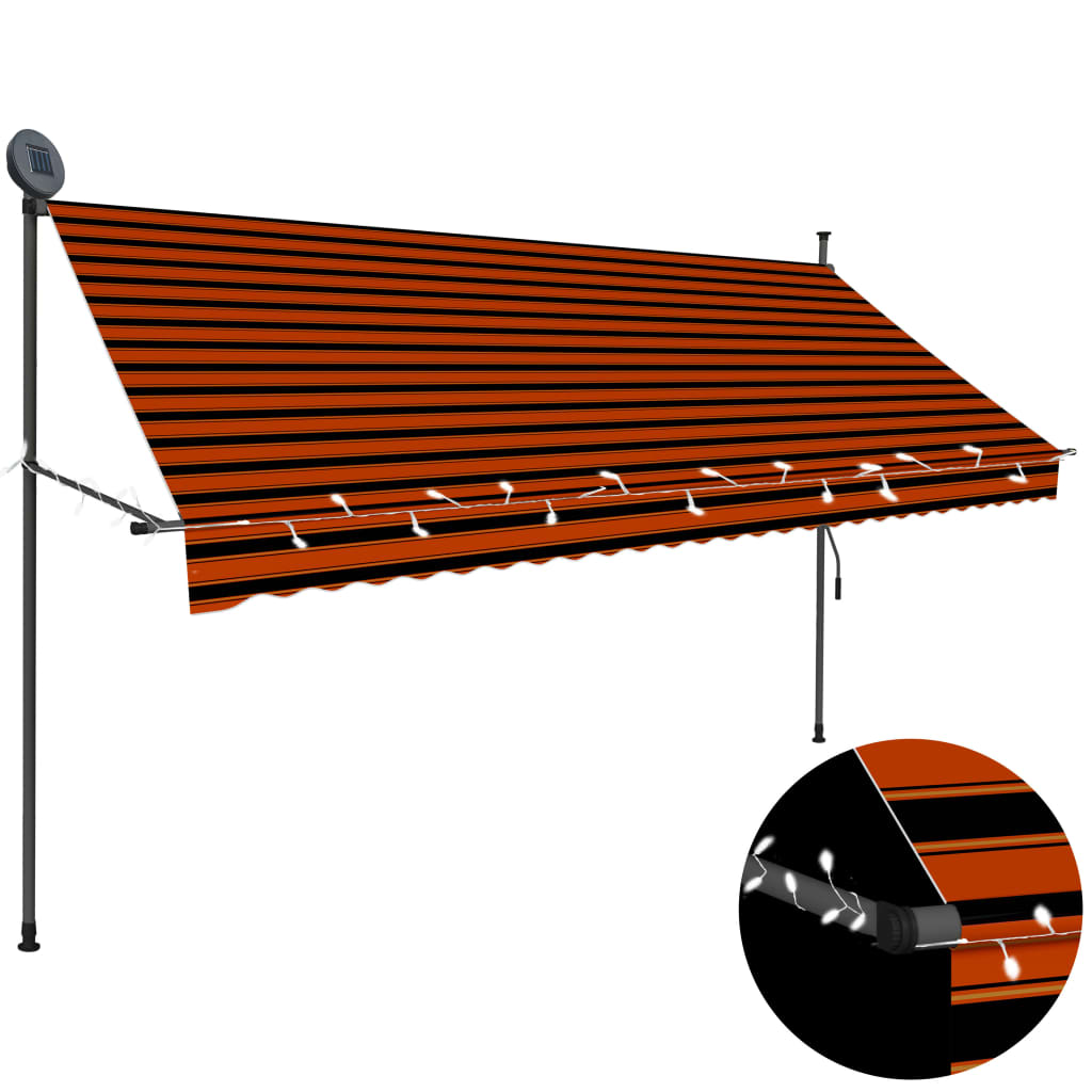 Vidaxl Luifel manually extendable with LED 300 cm orange and brown